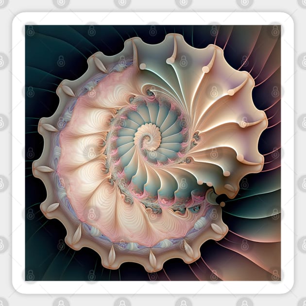 A Fractal Design in A  Seashell Motif Sticker by daniel4510